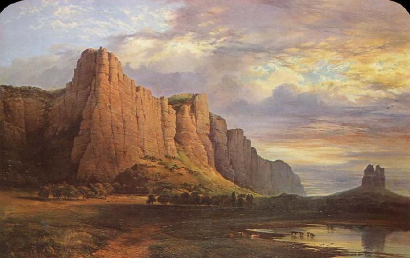 Nicholas Chevalier Mount Arapiles and the Mitre Rock France oil painting art